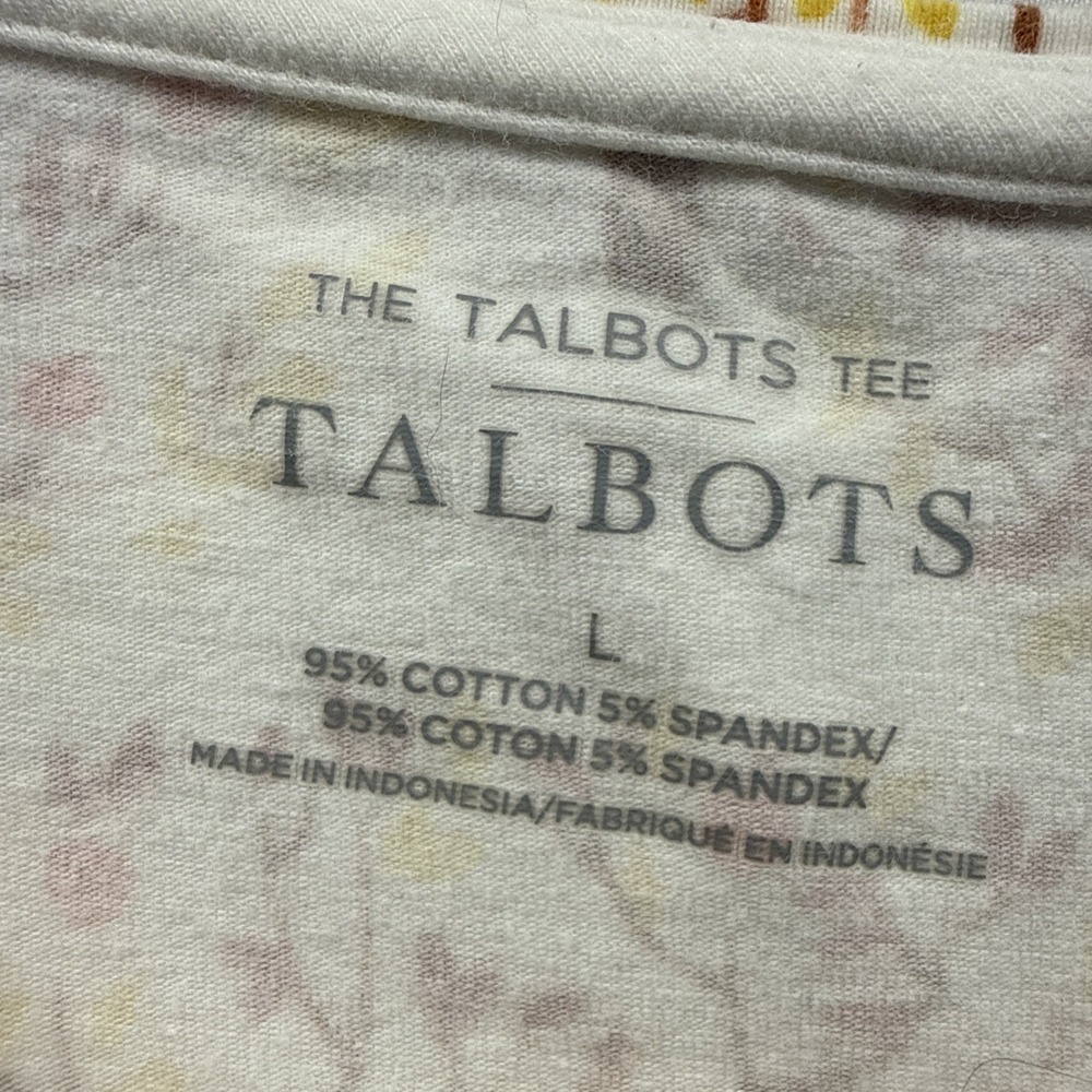 Talbots Women's Top Sz Large Red Brown White Long Sleeve Cotton Pullover Stretch - Picture 2 of 7